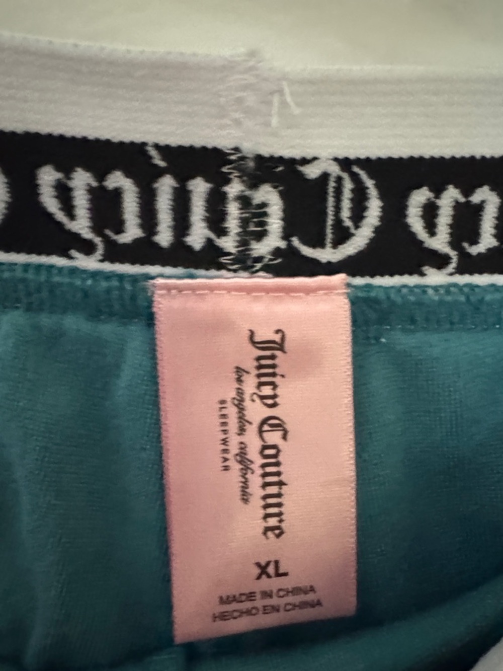 Juicy Couture 90’s Y2K Teal Velour Joggers with Logo Waistband - Picture 2 of 5